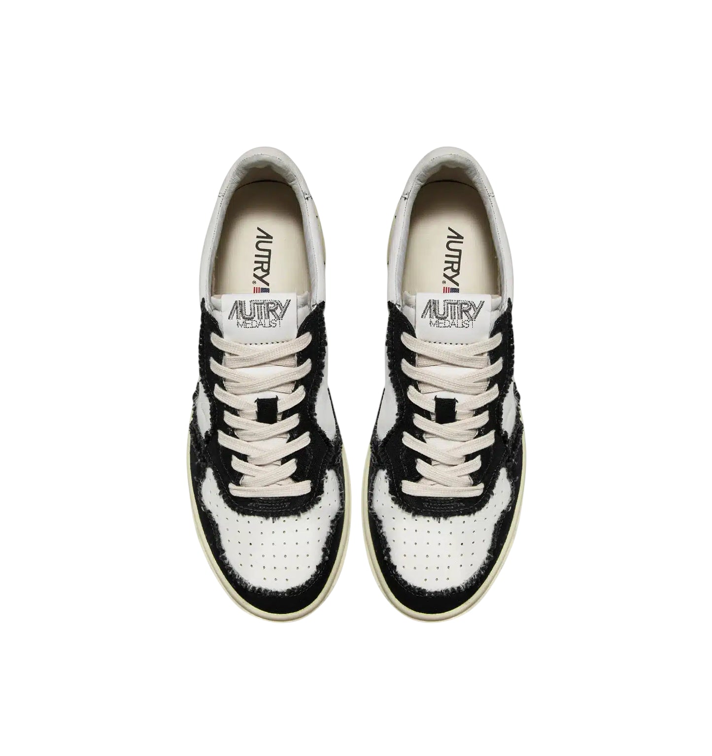 Sneaker Donna Autry Medalist Low Bicolor in Pelle bianca e Tela Nera AULW CB02