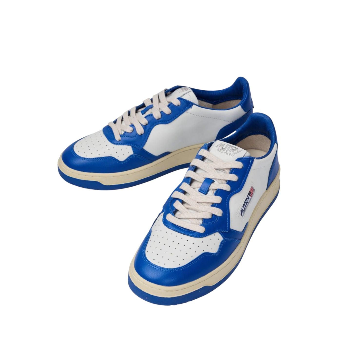 autry Medalist Low sneakers in pelle bianca e blu royal AULM WB15