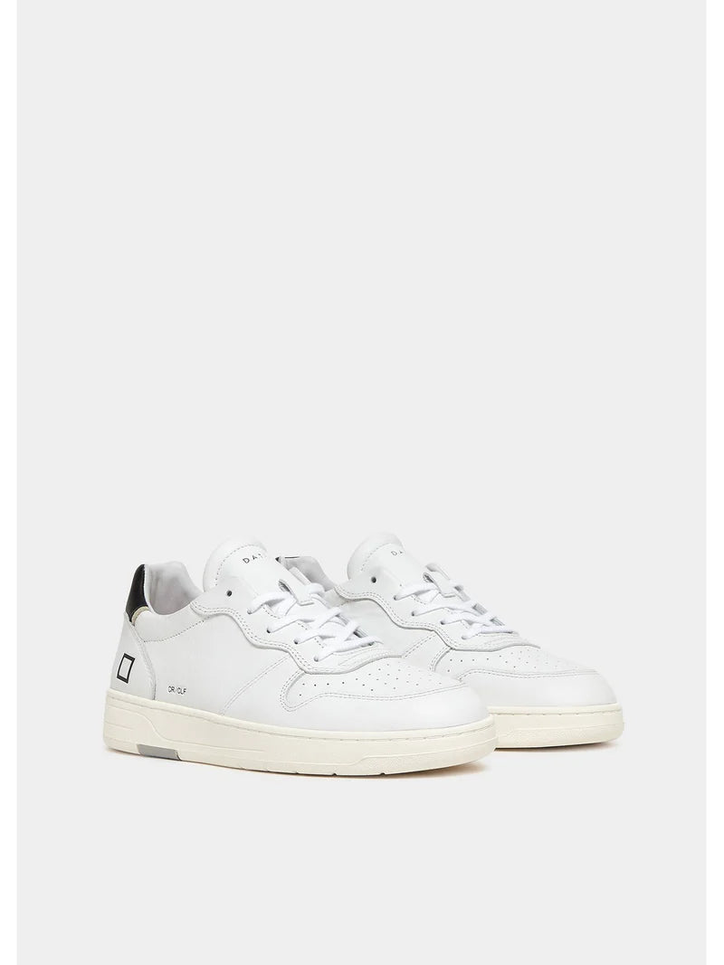 D.A.T.E. COURT CALF Sneakers basse in pelle bianca Spoiler Nero