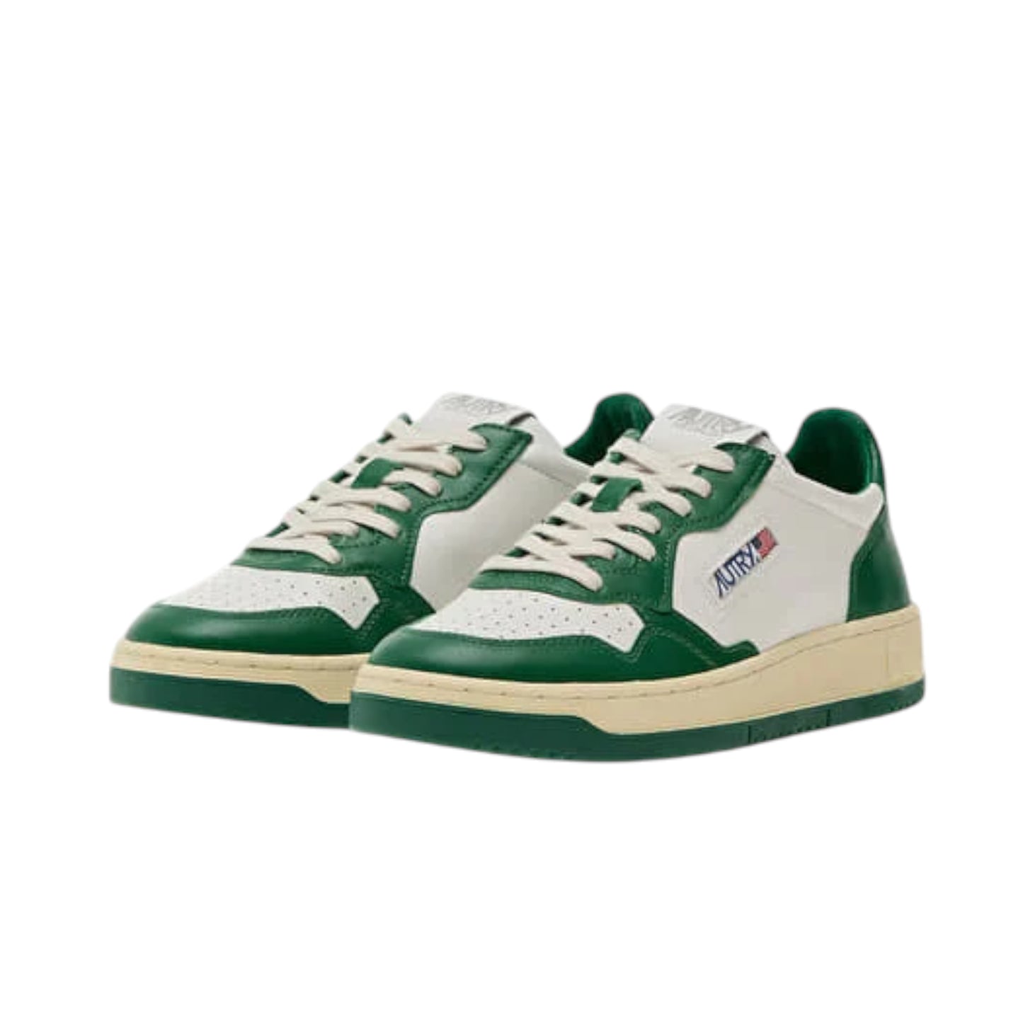 AUTRY SNEAKERS SNEAKERS MEDALIST LOW BICOLOR IN PELLE BIANCA E VERDE