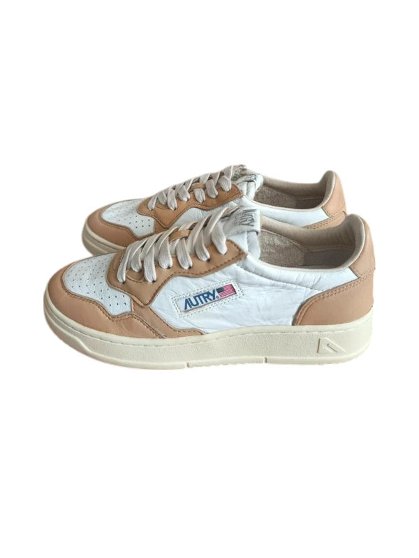 Autry Sneakers medalist low white leather beige cammello AULW GH04