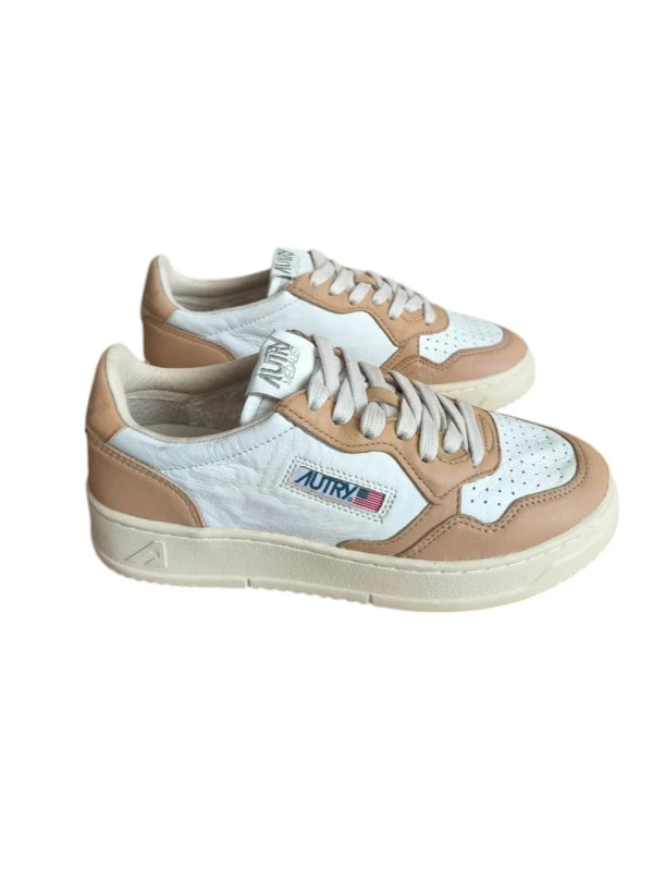 Autry Sneakers medalist low white leather beige cammello AULW GH04