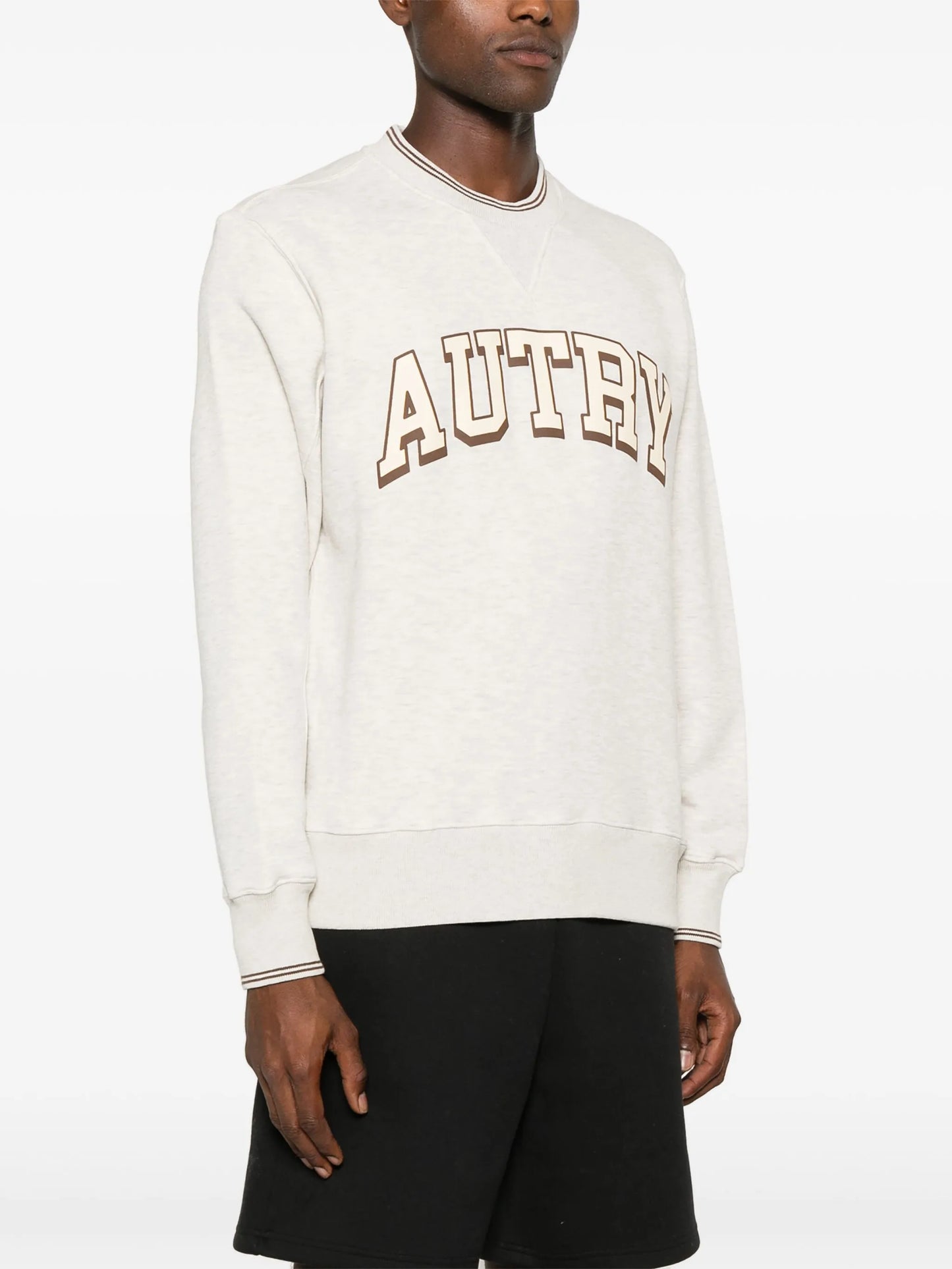 Autry Felpa in Cotone Girocollo Beige/Grigio Melange (Man)