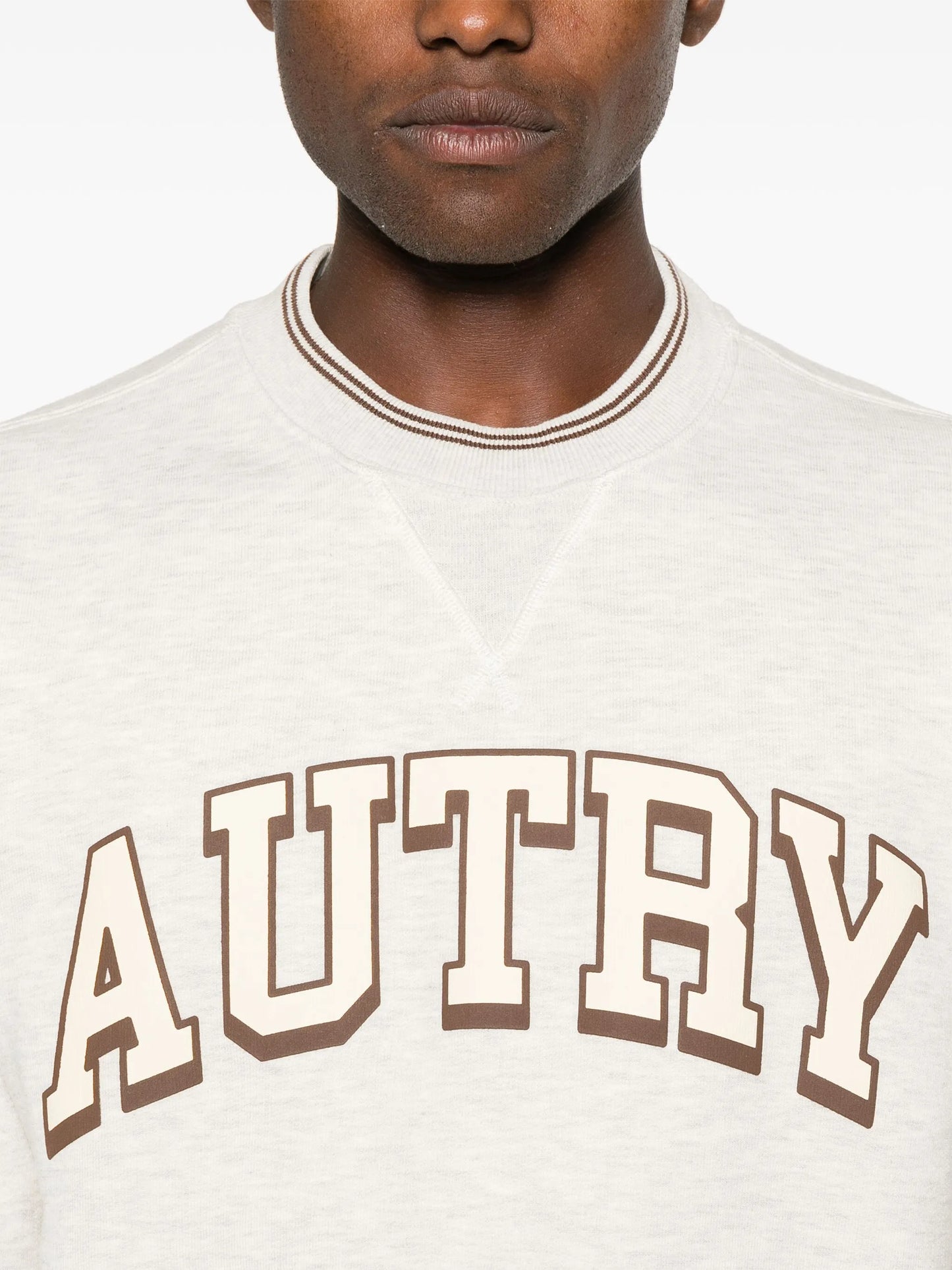 Autry Felpa in Cotone Girocollo Beige/Grigio Melange (Man)