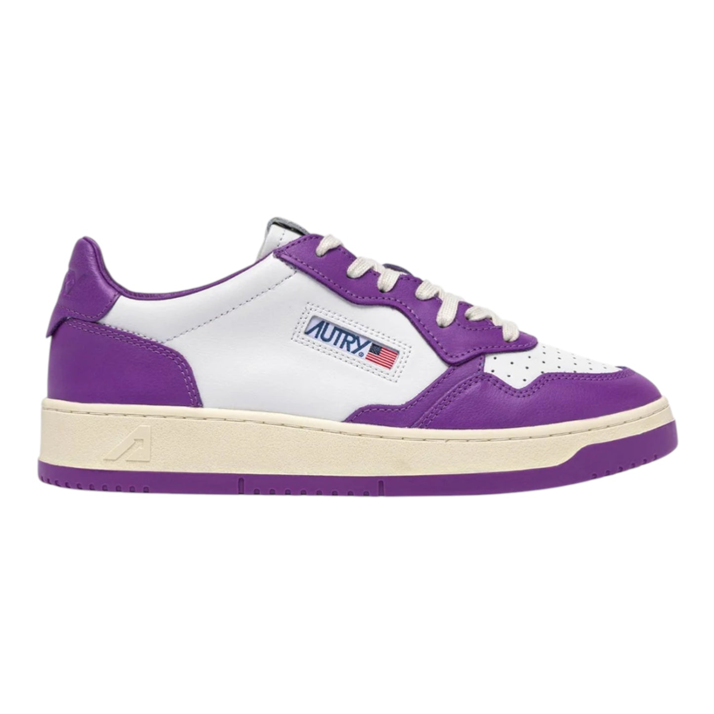 Autry Medalist Low in pelle bicolor bianco e viola AULW WB05