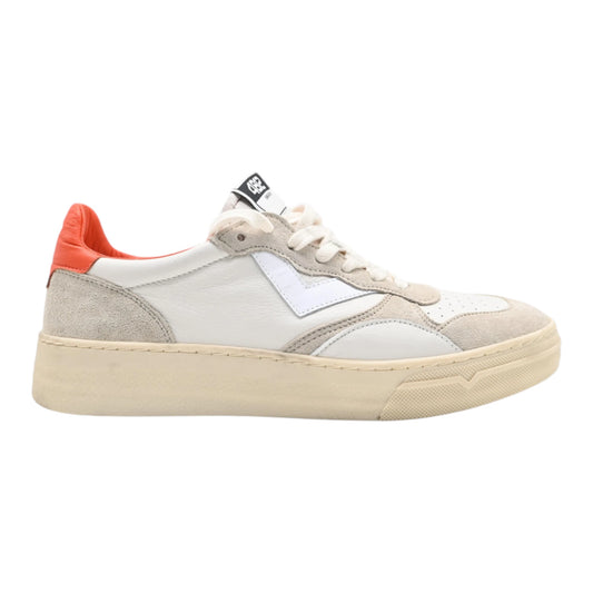 4B12 Sneakers Uomo In Pelle Bianca Spoiler Arancio HYPER
