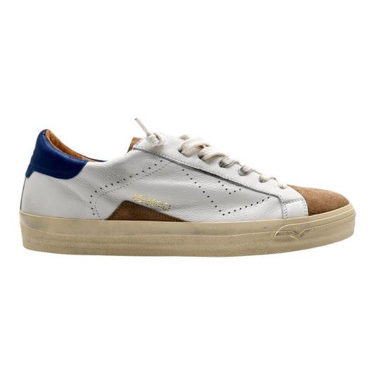 4B12 Sneakers Uomo In Pelle Bianca Spoiler Blu EVO