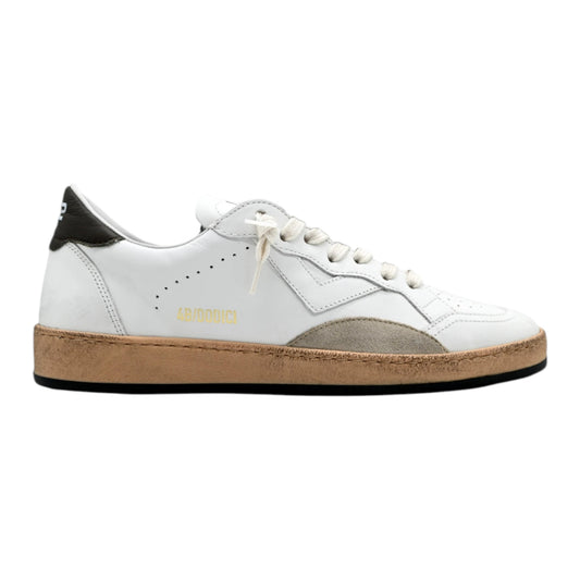 4B12 Sneakers Uomo In Pelle Bianca Spoiler Green EVO