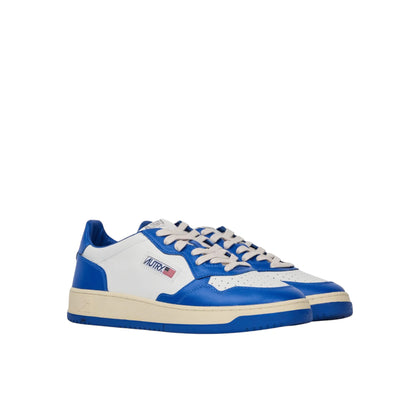Autry Medalist Low sneakers in pelle bianca e blu royal AULM WB15 (Man)