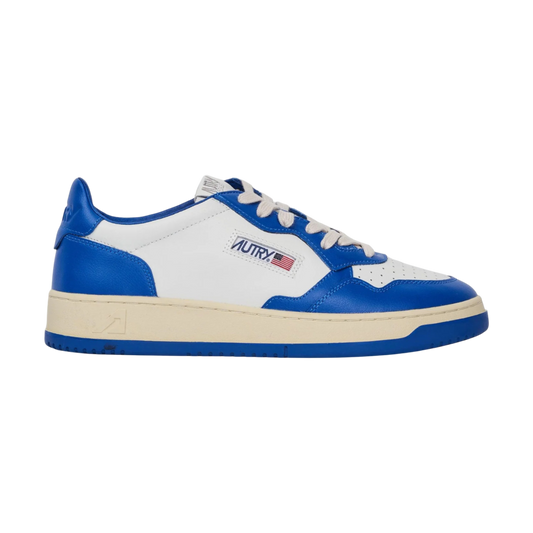 autry Medalist Low sneakers in pelle bianca e blu royal AULM WB15
