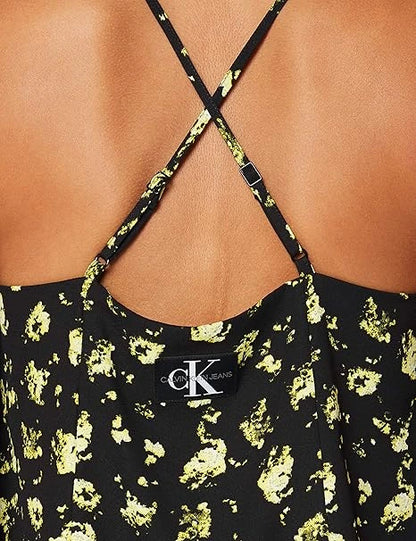 Camiseta deportiva de tirantes con espalda cruzada y estampado floral para mujer de Calvin Klein