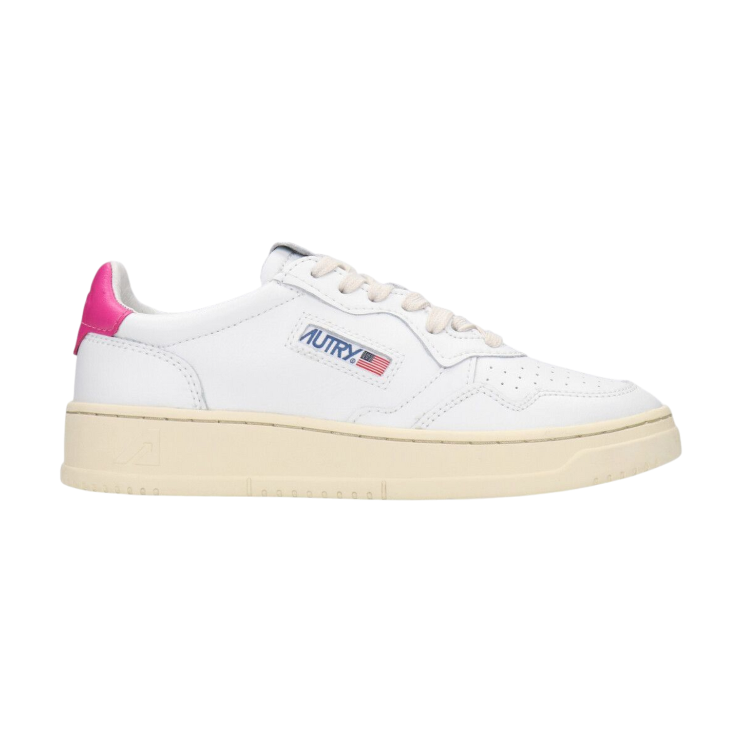 Autry Medalist Low bianca in pelle Spoiler Fucsia AULW LL42