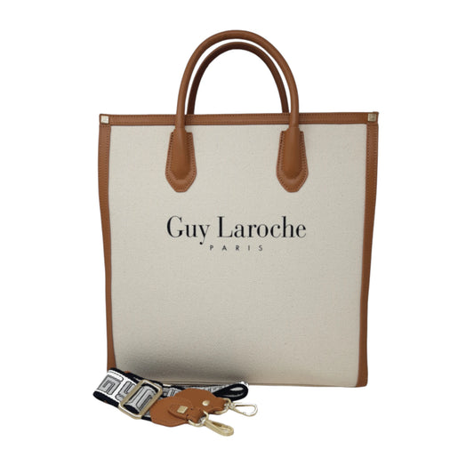 Guy Laroche Paris Borsa shopping in canvas naturale