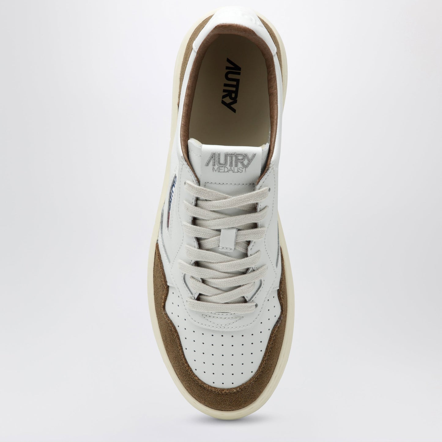 AUTRY Medialist In Pelle e Suede Marrone e Talloncino Bianco AULM FT17