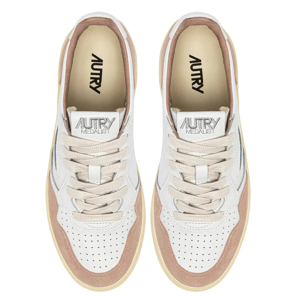 Autry Medalist Low AULW FT04 in pelle e Camoscio Rosa (Donna)