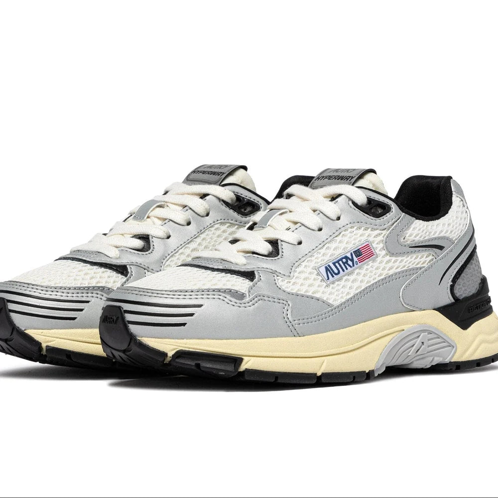 AUTRY SNEAKERS HYPERWAY IN PELLE SINTETICA E MESH ARGENTO WHISPER WHITE E MOUNTAIN HYLM MV16