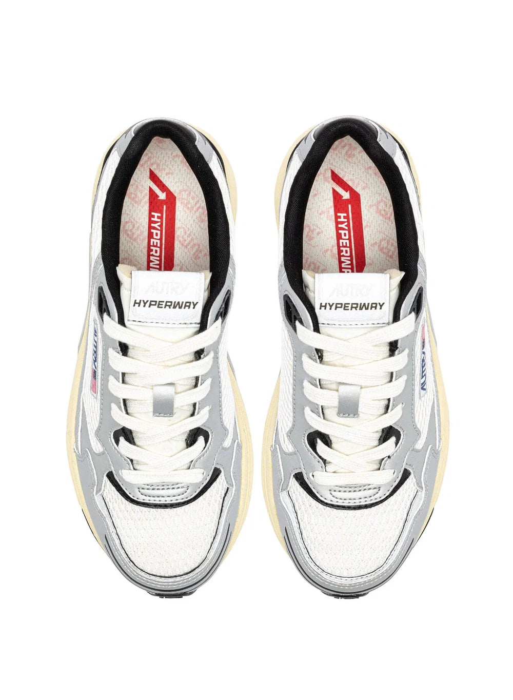 AUTRY SNEAKERS HYPERWAY IN PELLE SINTETICA E MESH ARGENTO WHISPER WHITE E MOUNTAIN HYLM MV16