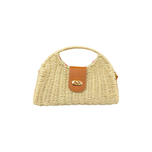 Borsa hobo in vimini e pelle