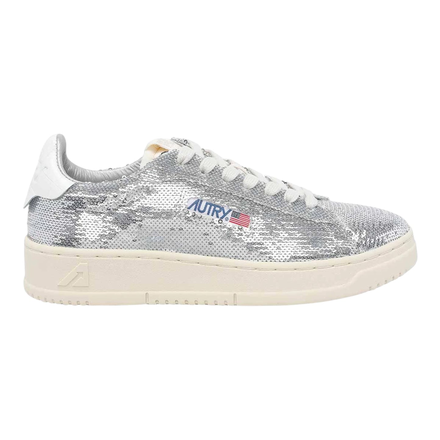 Autry Sneakers Dallas Low ADLW TI05 Sparkling con Paillettes Argento