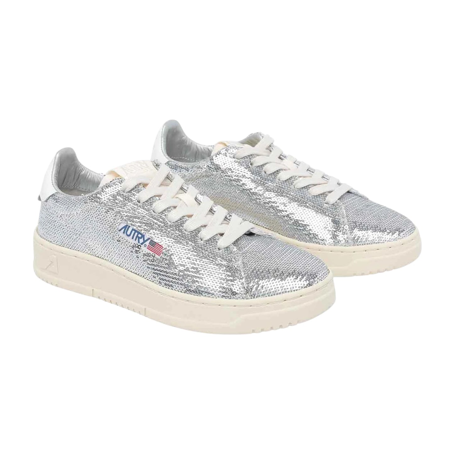 Autry Sneakers Dallas Low ADLW TI05 Sparkling con Paillettes Argento