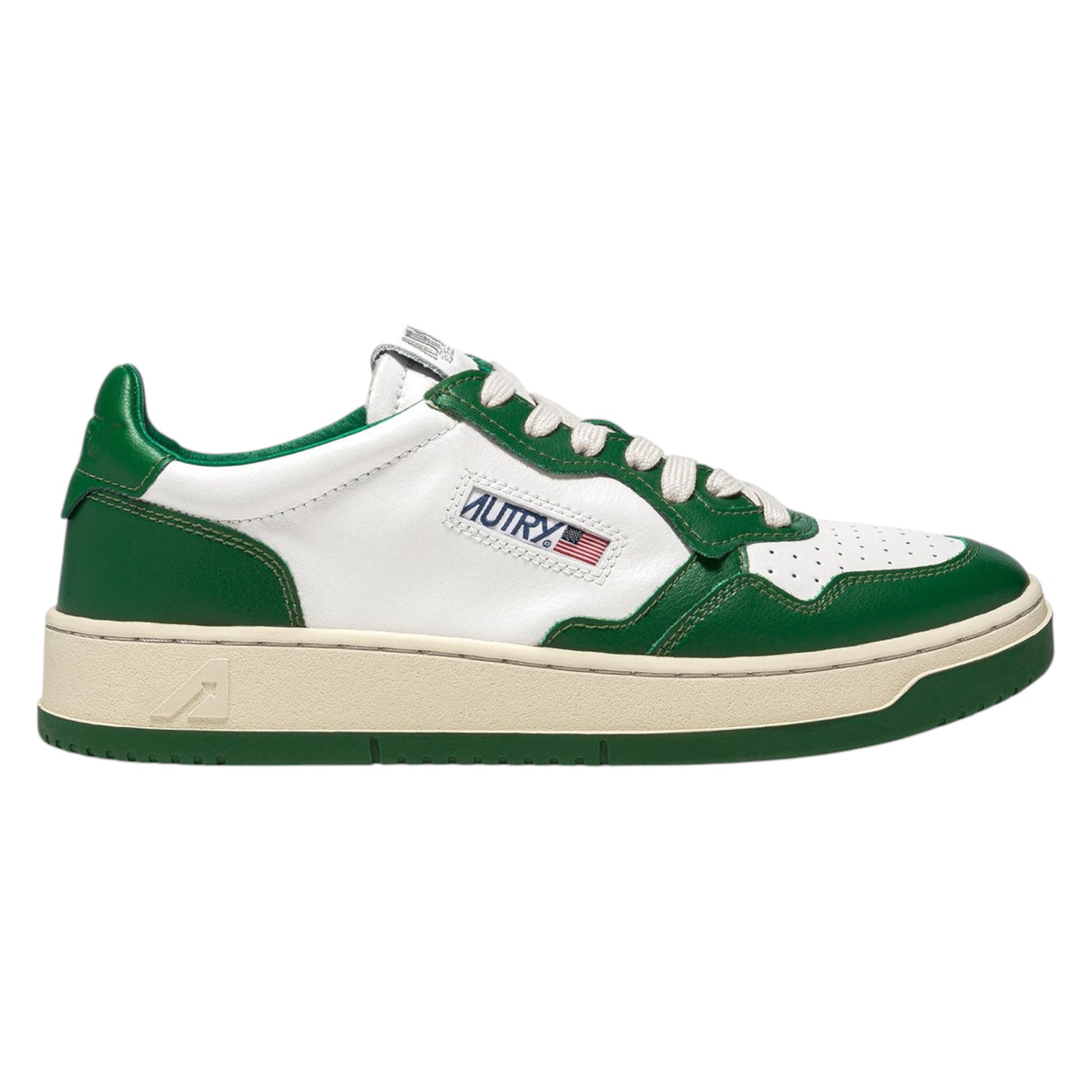 AUTRY SNEAKERS SNEAKERS MEDALIST LOW BICOLOR IN PELLE BIANCA E VERDE