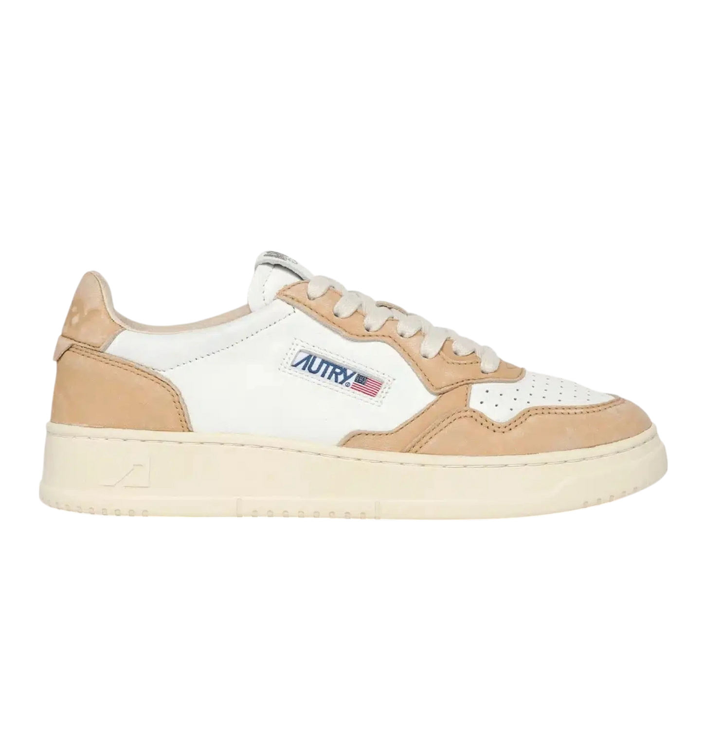 Autry Sneakers medalist low white leather beige cammello AULW GH04