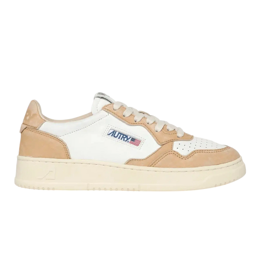 Autry Sneakers medalist low white leather beige cammello AULW GH04
