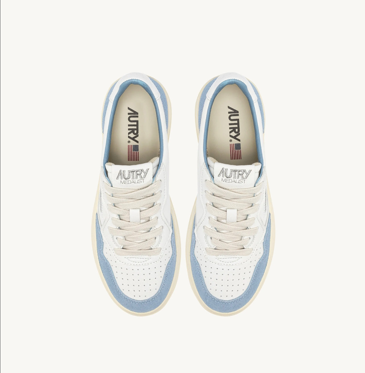 Autry sneakers medalist low in pelle e camoscio bianca e celeste  AULW GS26