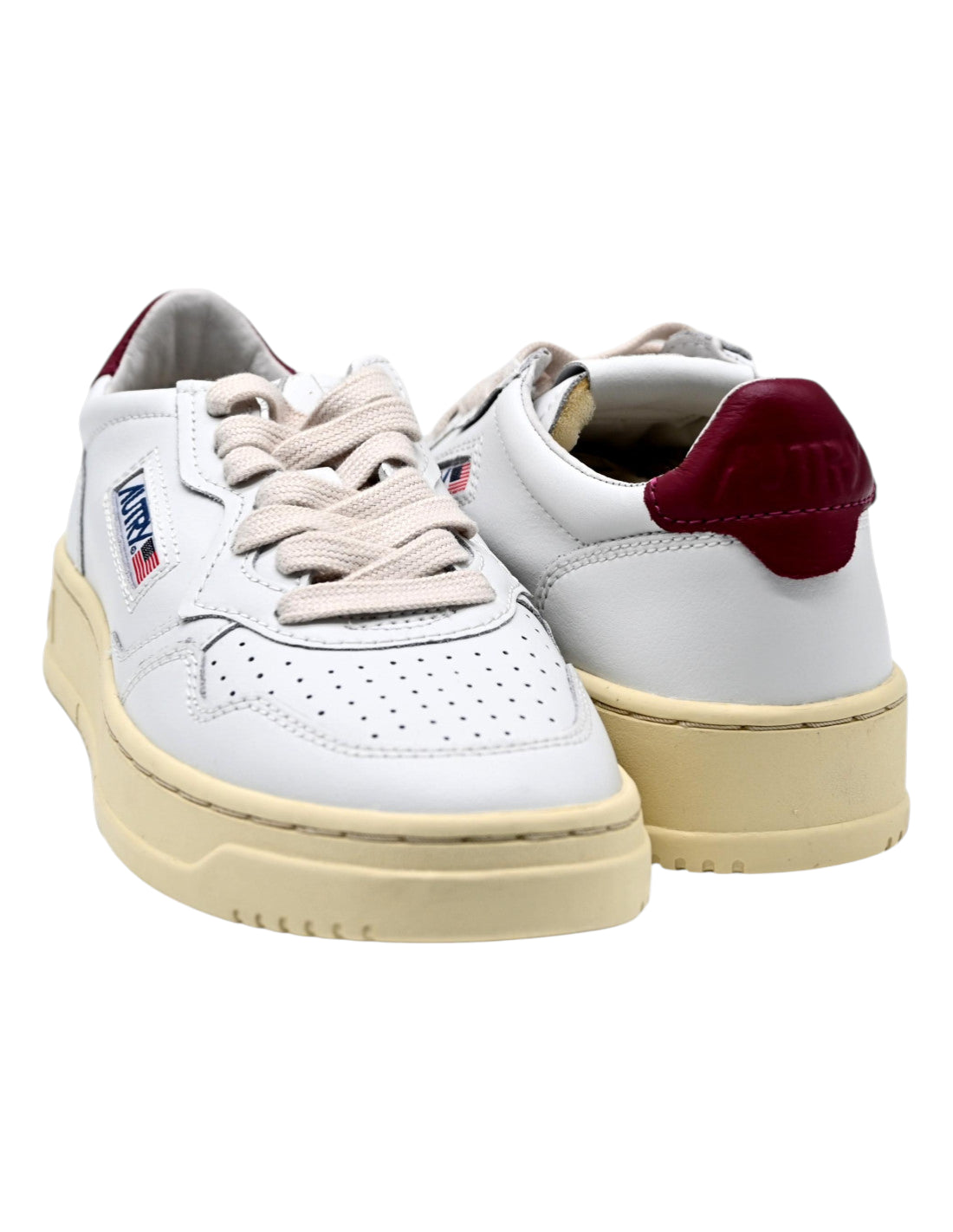Autry Medalist Low bianca in pelle Spoiler Bordeaux AULW LL43