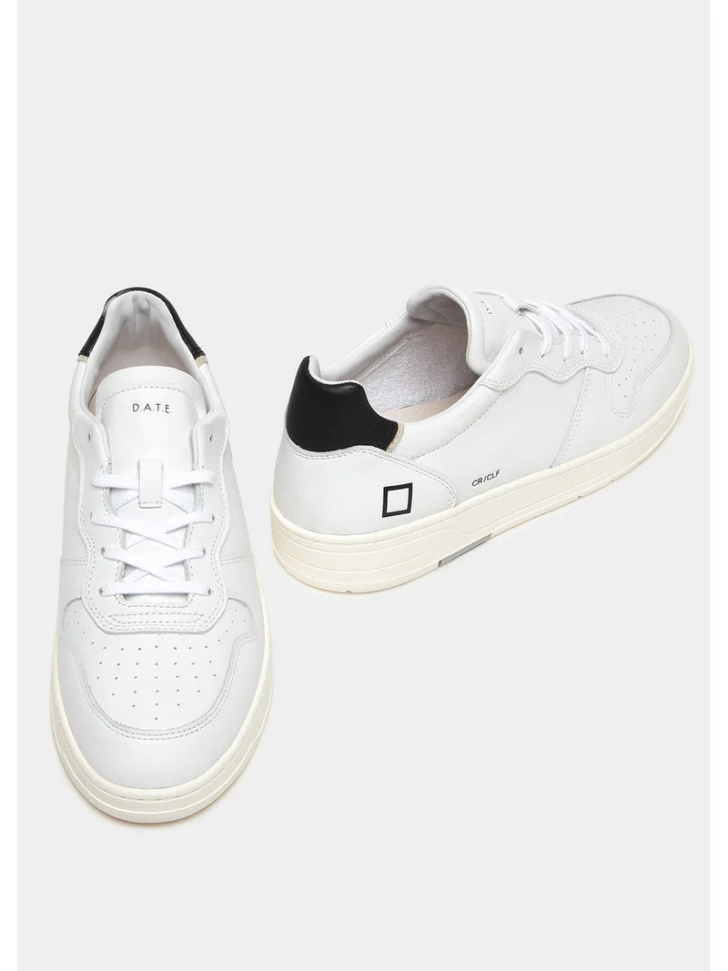 D.A.T.E. COURT CALF Sneakers basse in pelle bianca Spoiler Nero