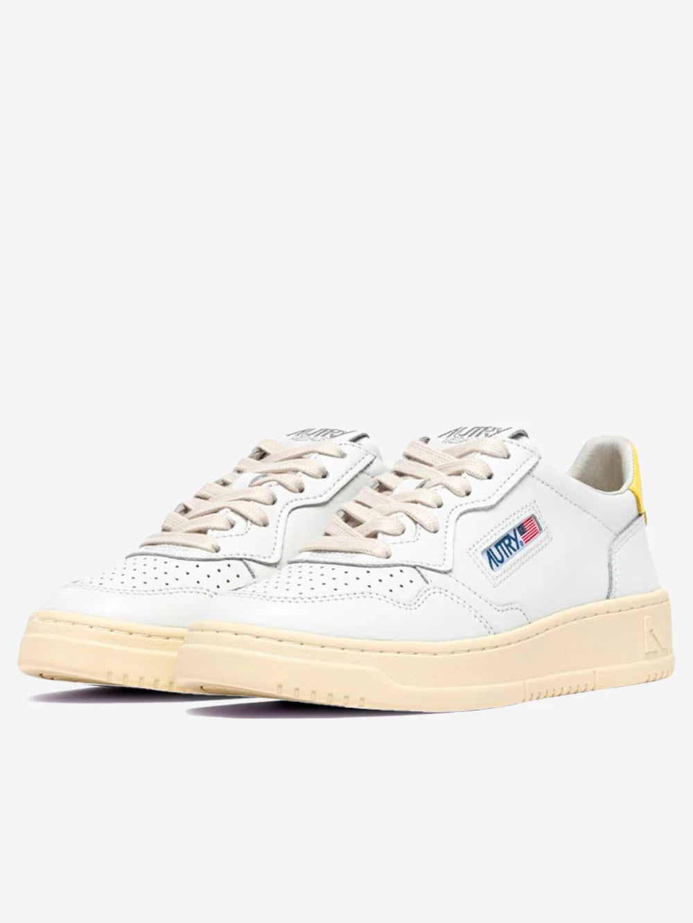 Autry Medalist Low bianca in pelle AULM LL09 Spoiler Giallo