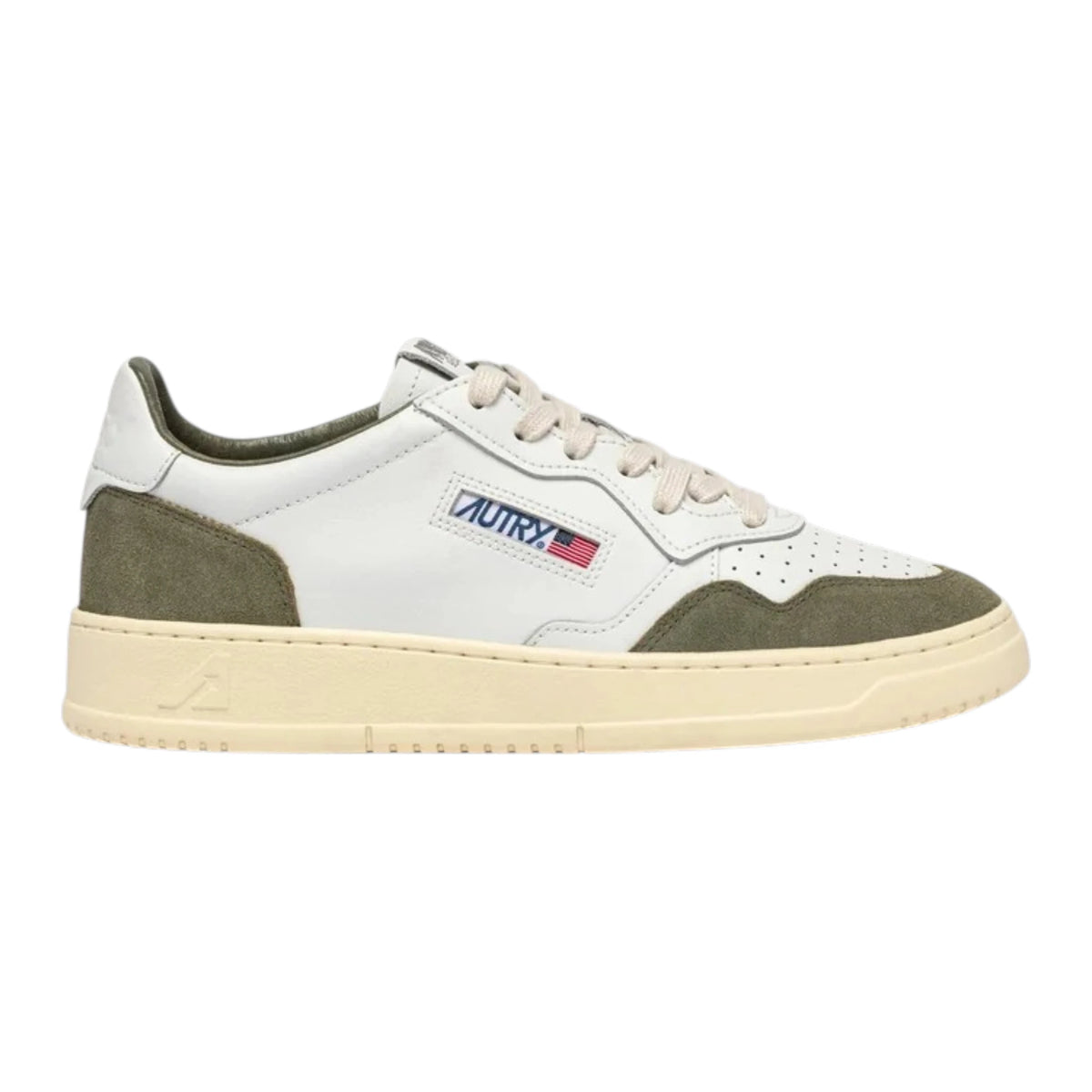 Autry Medalist Low AULW FT21 in pelle e Camoscio Verde Fumè (Man)