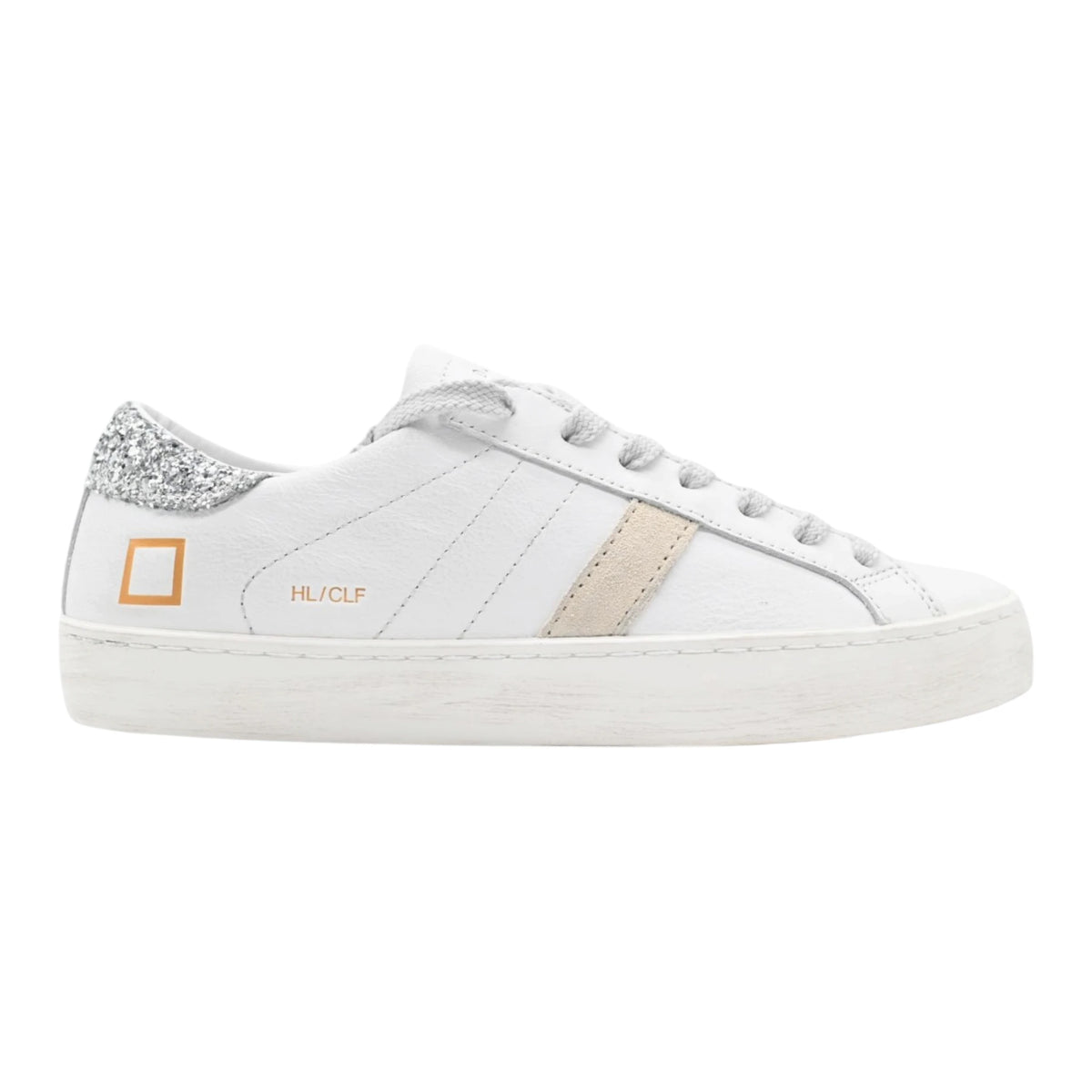D.A.T.E. HILL LOW CALF WHITE-SILVER GLITTER