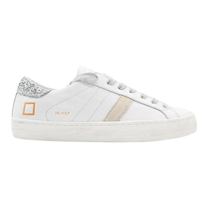 D.A.T.E. HILL LOW CALF WHITE-SILVER GLITTER