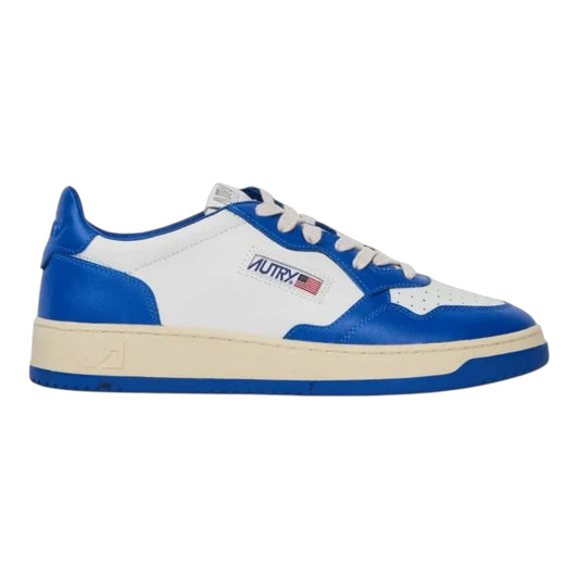 Autry Medalist Low sneakers in pelle bianca e blu royal AULM WB15 (Man)