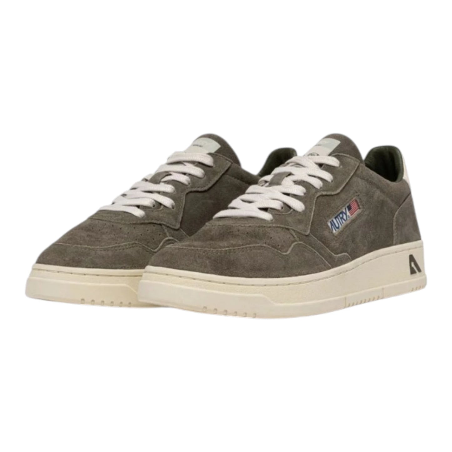 Autry Sneakers Medalist Low in Camoscio Color Verde Militare Spoiler Bianco AULM UH04