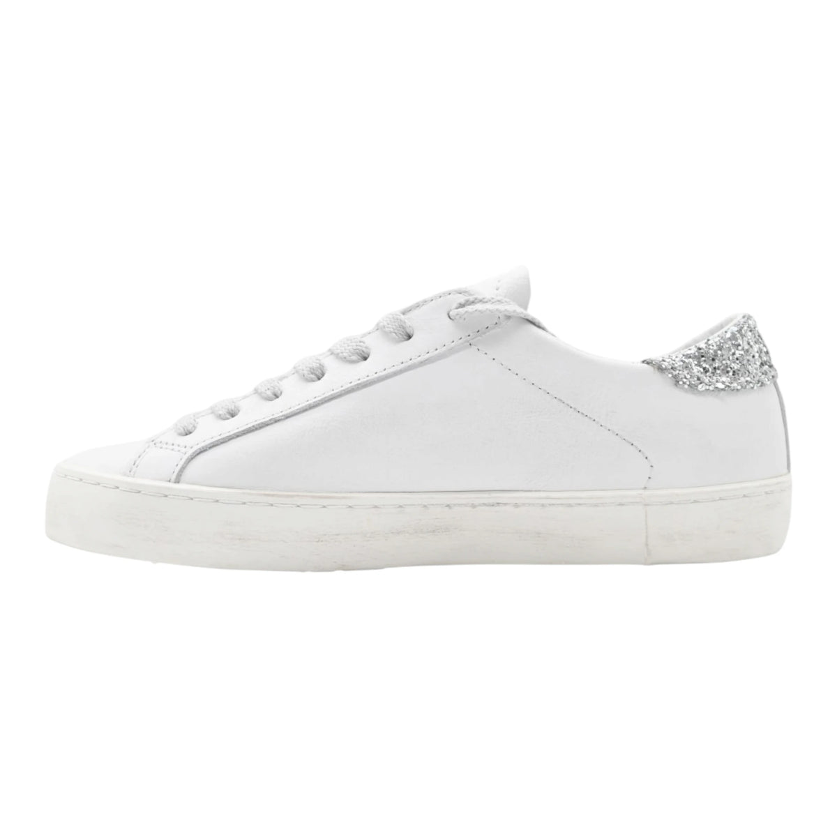 D.A.T.E. HILL LOW CALF WHITE-SILVER GLITTER