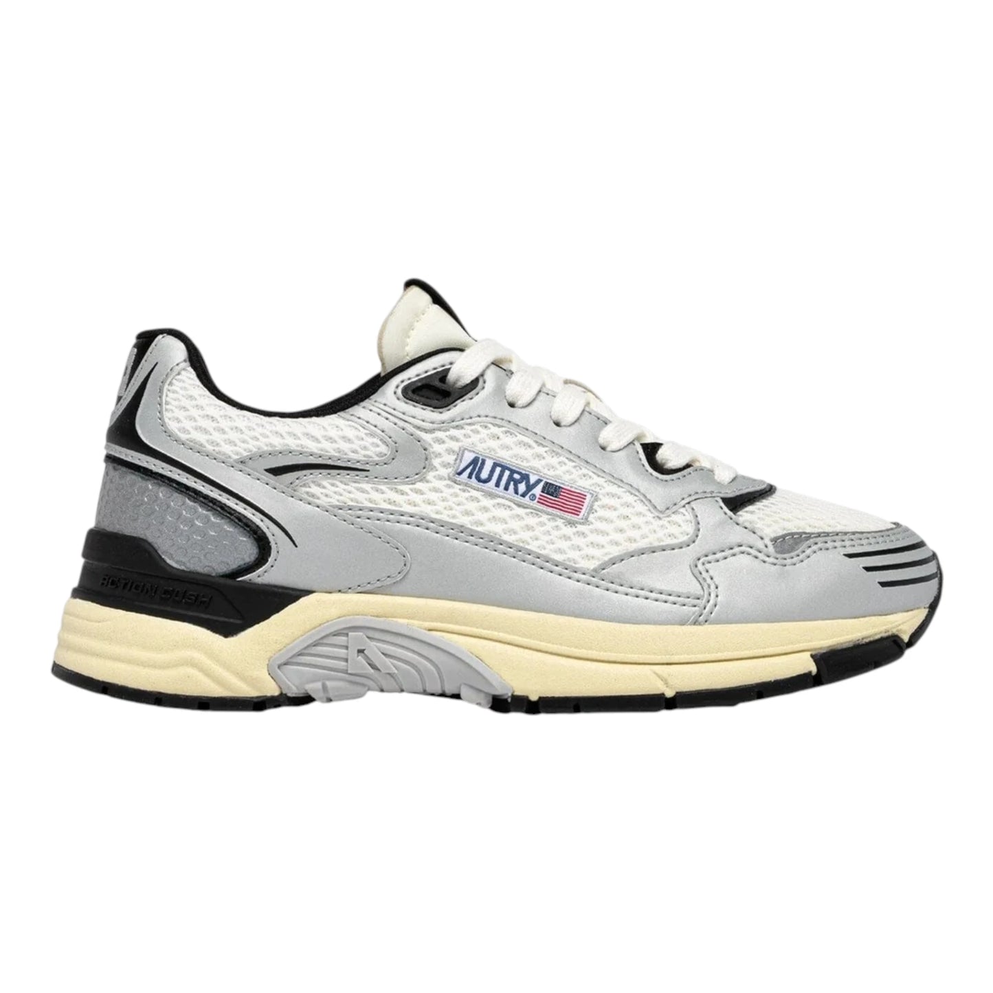 AUTRY SNEAKERS HYPERWAY IN PELLE SINTETICA E MESH ARGENTO WHISPER WHITE E MOUNTAIN HYLM MV16