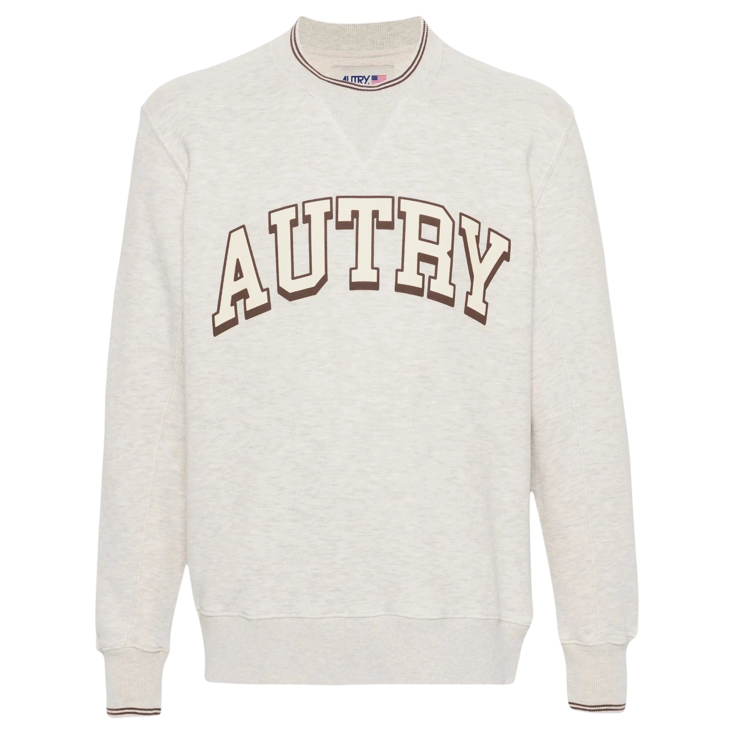 Autry Felpa in Cotone Girocollo Beige/Grigio Melange (Man)