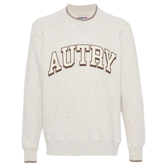 Autry Felpa in Cotone Girocollo Beige/Grigio Melange (Man)