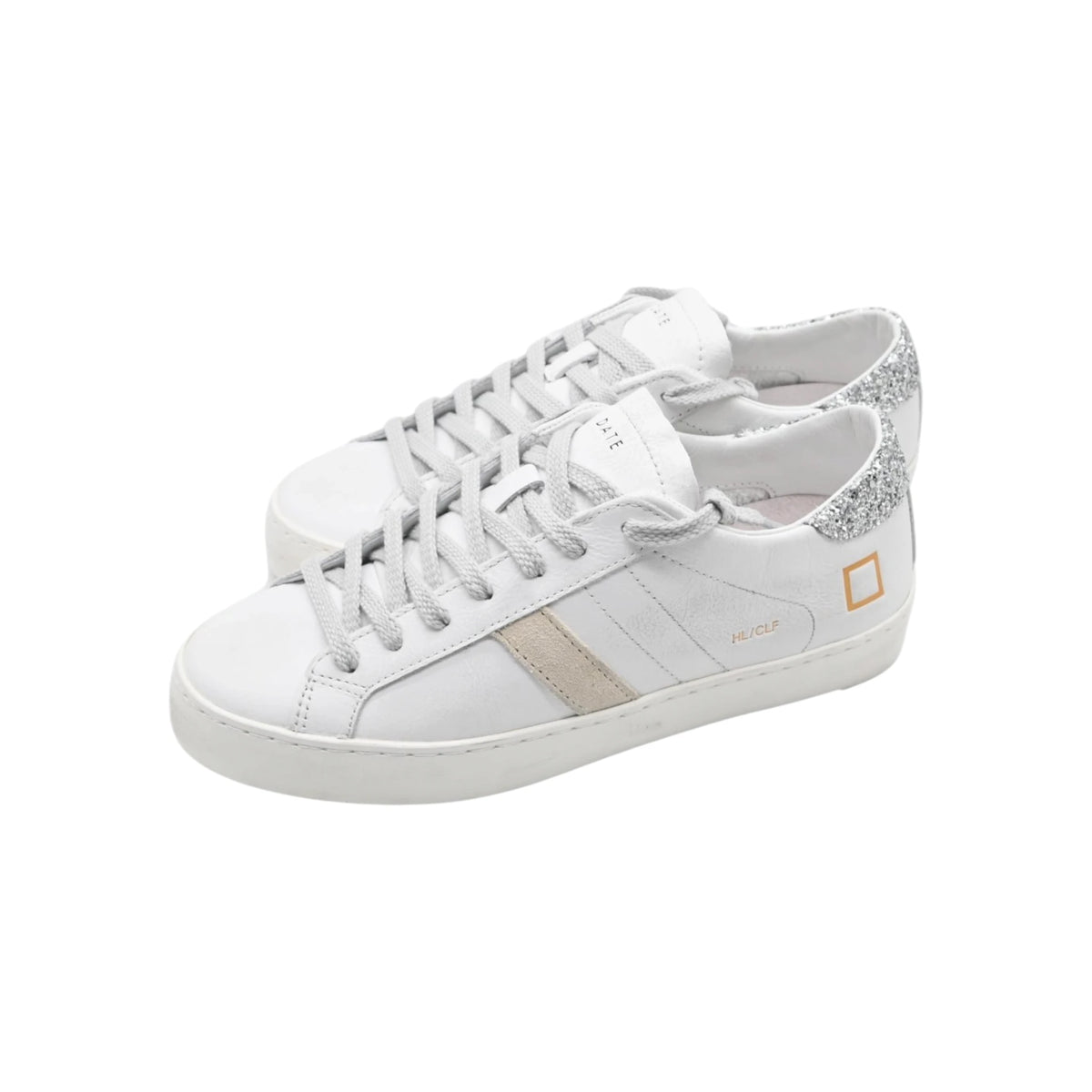 D.A.T.E. HILL LOW CALF WHITE-SILVER GLITTER