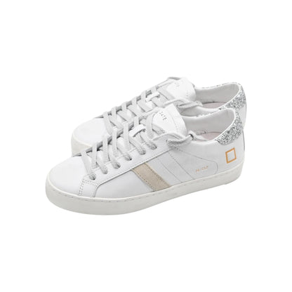 D.A.T.E. HILL LOW CALF WHITE-SILVER GLITTER