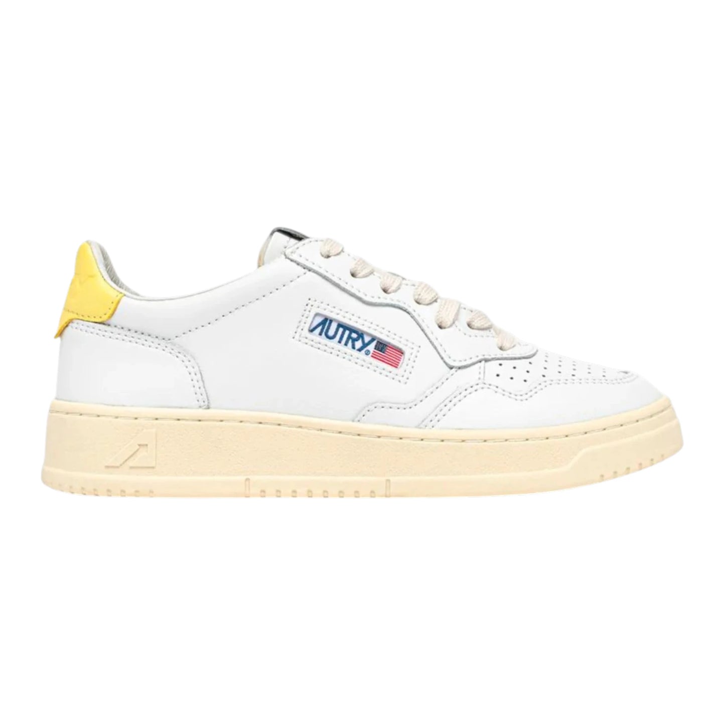 Autry Medalist Low bianca in pelle AULM LL09 Spoiler Giallo