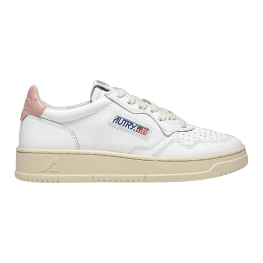 Autry Medalist Low bianca in pelle Spoiler Rosa AULW LL16