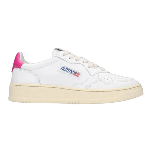 Autry Medalist Low bianca in pelle Spoiler Fucsia AULW LL42