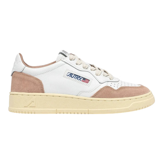 Autry Medalist Low AULW FT04 en cuir et daim rose (Femme)