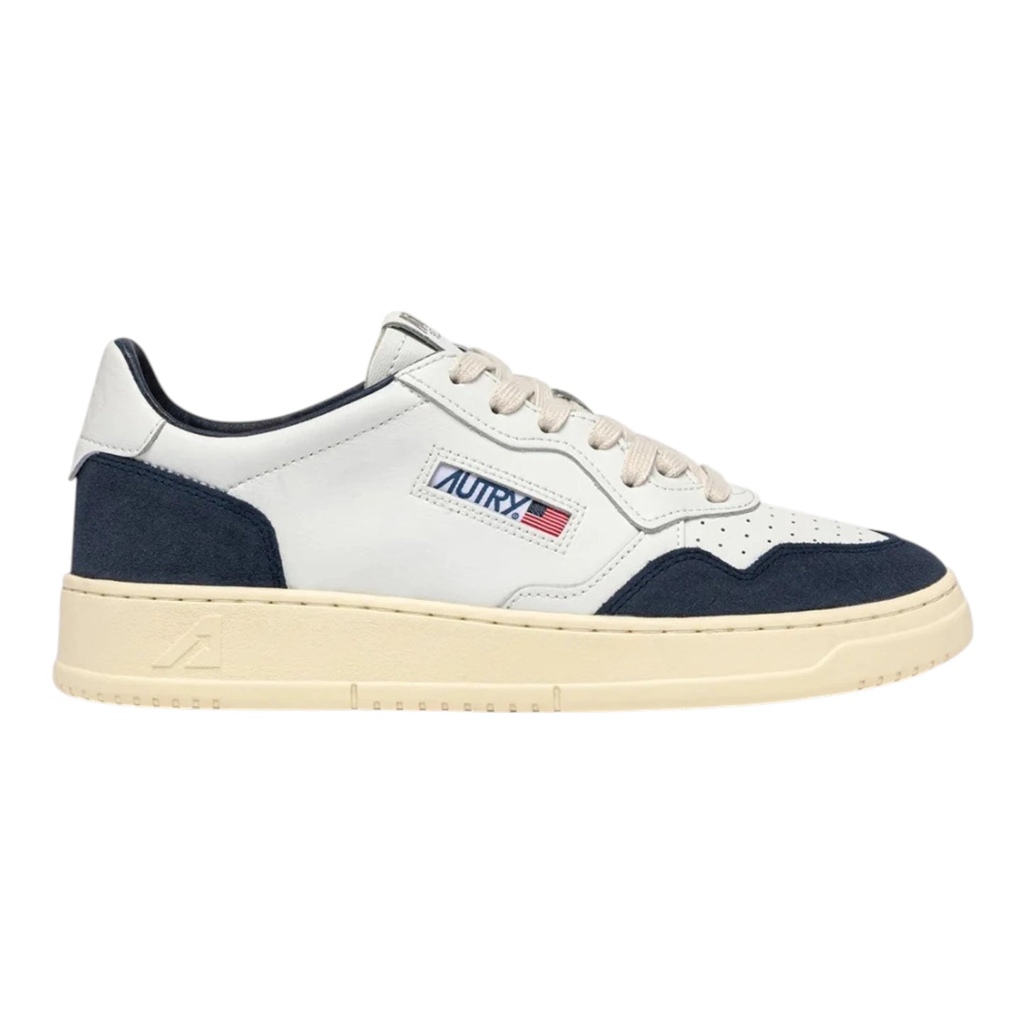 AUTRY SNEAKERS MEDALIST LOW IN PELLE BIANCA E SUEDE DENIM AULM FT22
