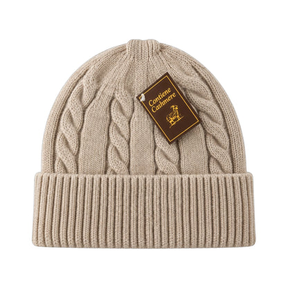 Gorro de invierno unisex premium de lana/alpaca/cachemir color beige