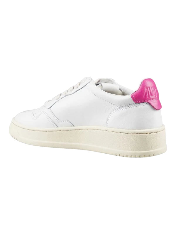 Autry Medalist Low bianca in pelle Spoiler Fucsia AULW LL42